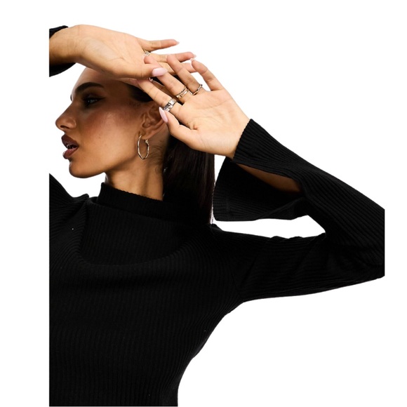 ASOS Black Ribbed Mini Dress - Picture 4 of 8